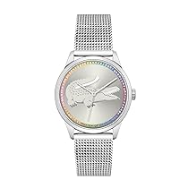 Lacoste Orologio Analogico al Quarzo da Donna Collezione LADYCROC con Cinturino in Maglia Metallica in Acciaio Inossidabile Argentato – 2001259