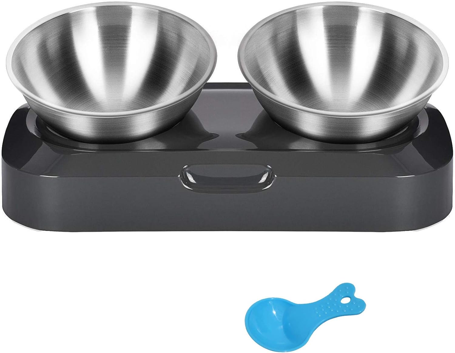 Elevated Dog Cat Bowls, 0/15° Tilted Raised Stainless Steel Cat Food and Water Bowls, Non-Slip Stress Free Pet Feeding Bowls for Cat and…