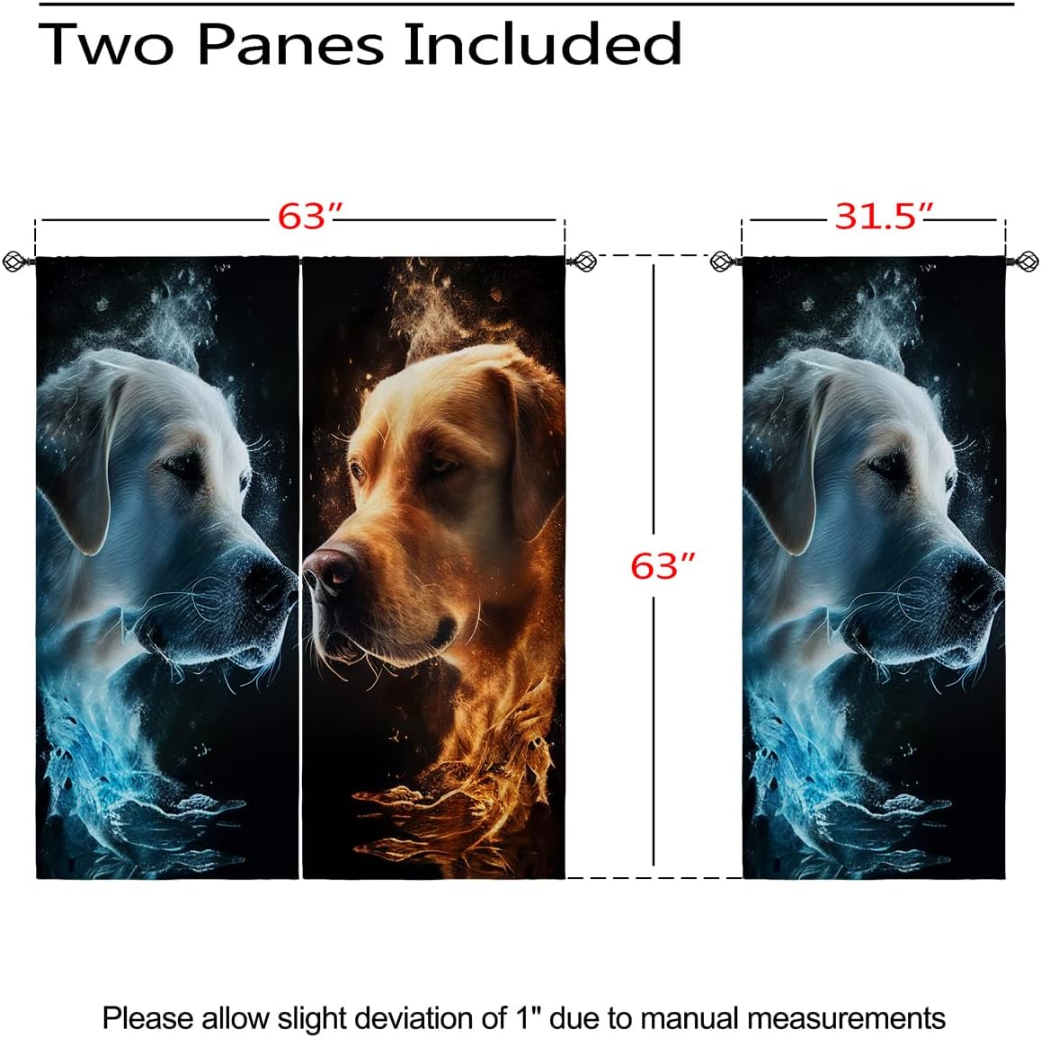 Bulldog Blackout Curtains for Girls Boy Home Decor, Dog Animal Cute Pets Fierce Flames Fantasy Grommet Thermal Insulated Drapes Darkening Window Curtain for Bedroom Living Room, 63 x 63 Inch