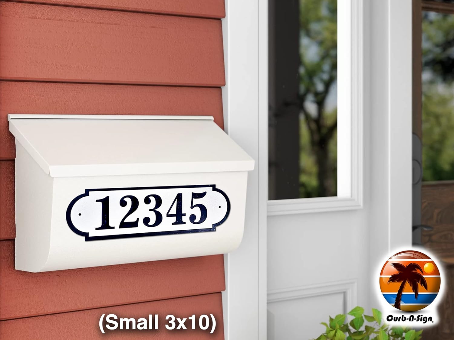 Customized Horizontal Fancy Address Plaques for Outside, made in USA with Aluminum Composite Material, UV reflected Address Plaque, Rust Free, Pre-Drilled Mailbox Numbers Plaques (Blue)