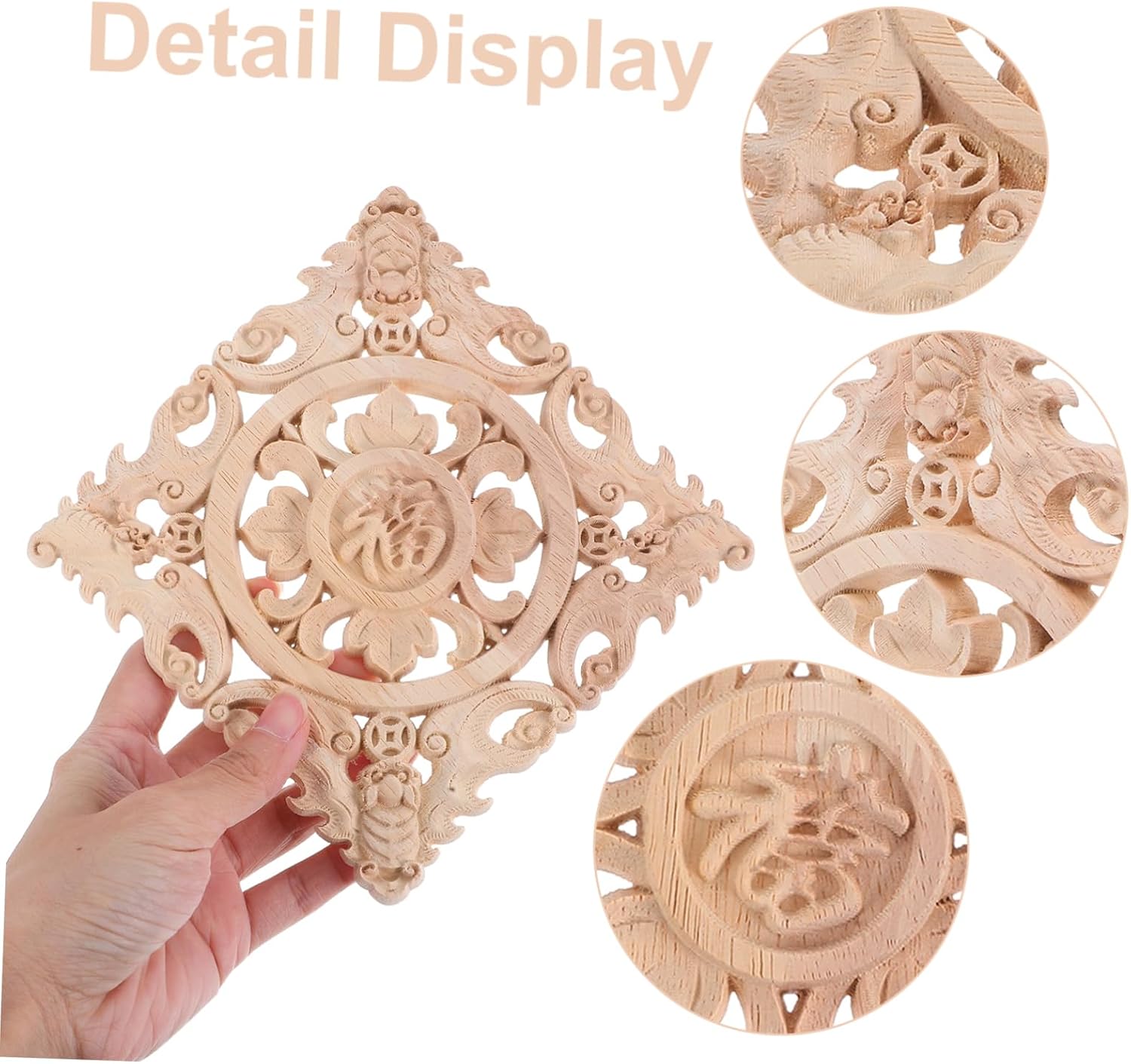 NUOBESTY Square Appliques Unpainted Carved Floral Decor for DIY Furniture Upgrade for Cabinets Dressers and Wardrobes Unique Design