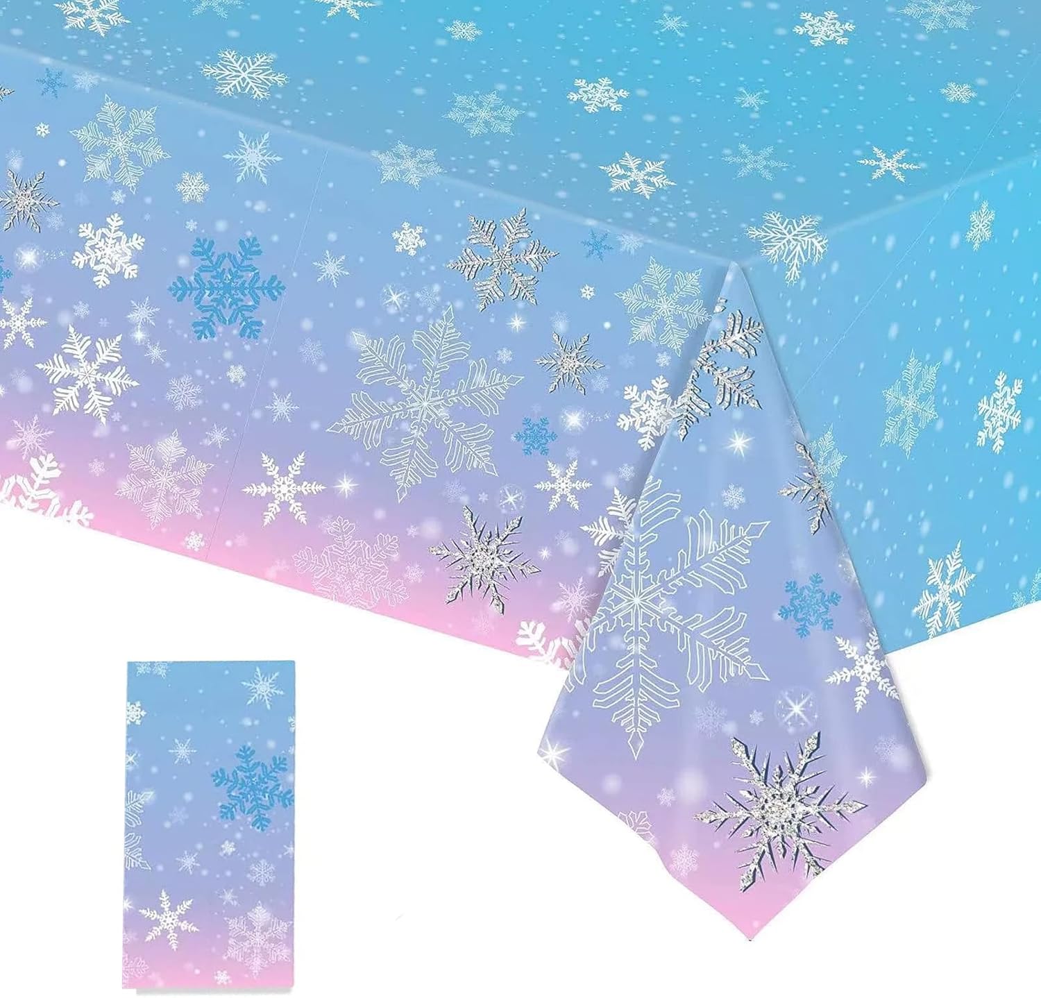 Xinvery Blue Purple Party Tablecloth,Snowflakes Table Covers Christmas