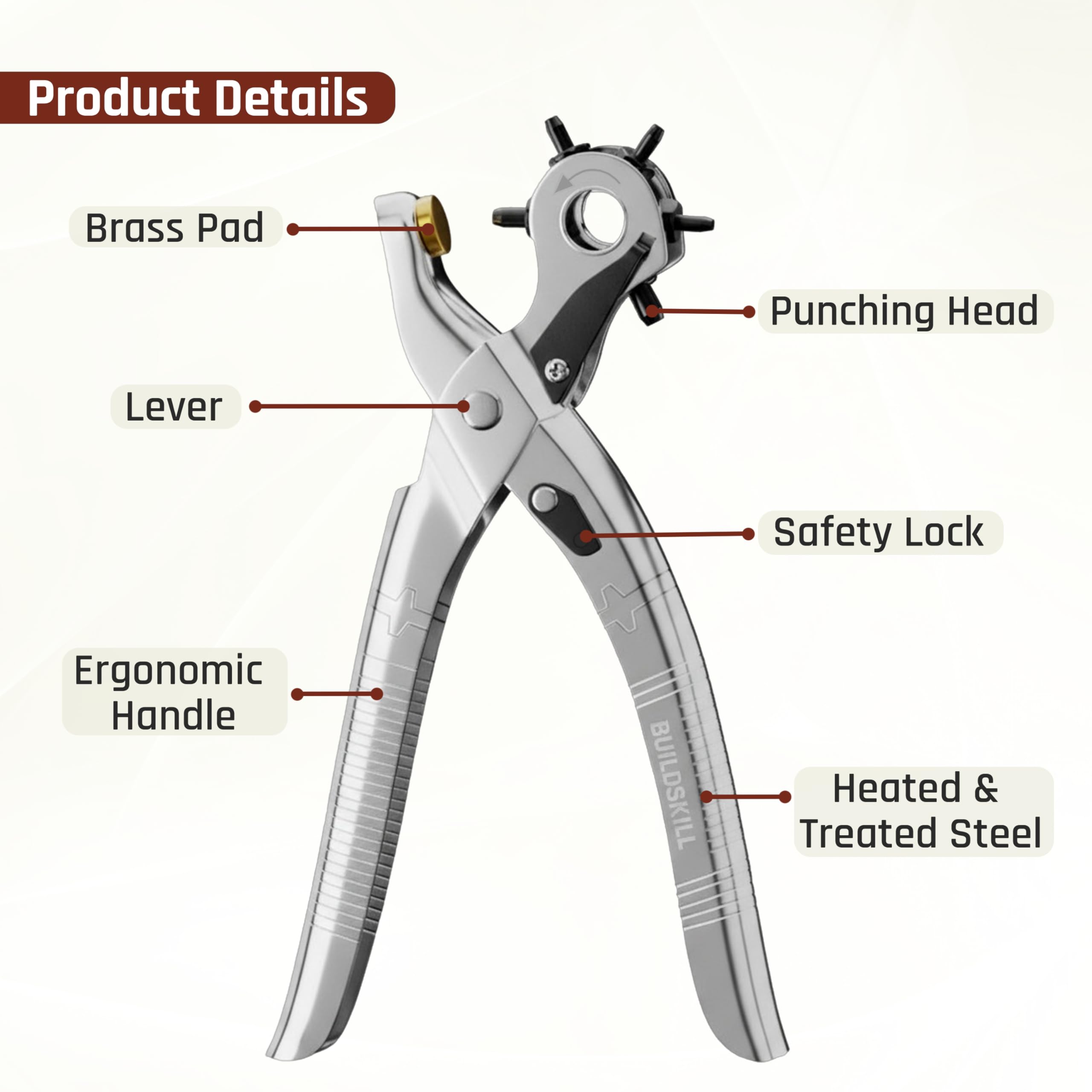 BUILDSKILL Leather Hole Puncher - 6 Hole Size -8