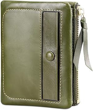 Amazon K I T A T U 財布 レディース 二つ折り 本革 短財布 カード6枚収納 小銭入れありファスナー 大容量 小型 軽量 多機能 仕分け財布 ミニ財布 小さいウォレット男女兼用 誕生日プレゼント用 Mossgreen 通用 小銭入れ
