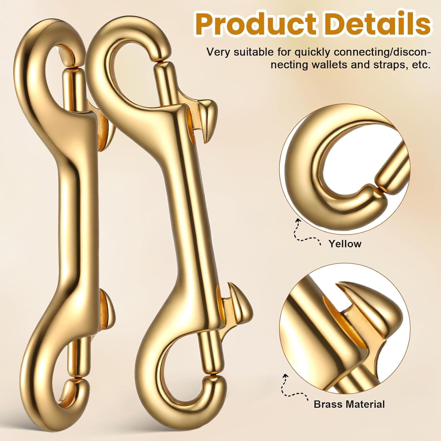 iplusmile 8pcs Double Ended Bolt Snaps Hook, Brass Heavy Duty Stainless Steel Double Sided Clips, Ended Bolt Snap for Dog Leashes, Awnings, Sports Equipment, Boating (Pack of 2)