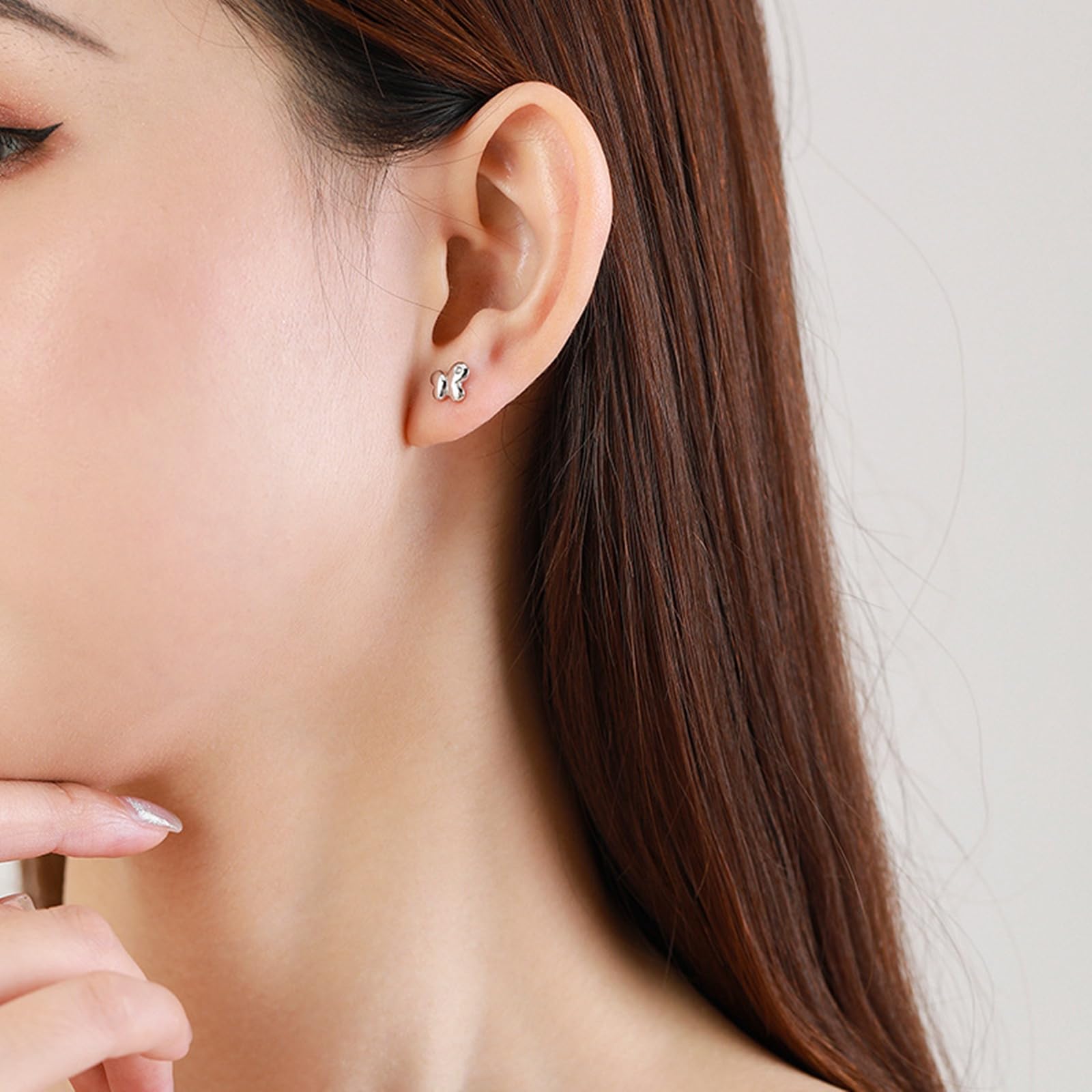 Pendientes de tuerca de oro real de 9/14/18 quilates para mujer, bonitos aretes de mariposa con moissanita para ella