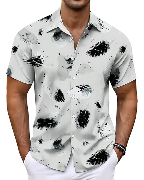 Men's Casual Shirts Short Sleeve Button Down Shirt Summer Beach Tops Vacation Tees