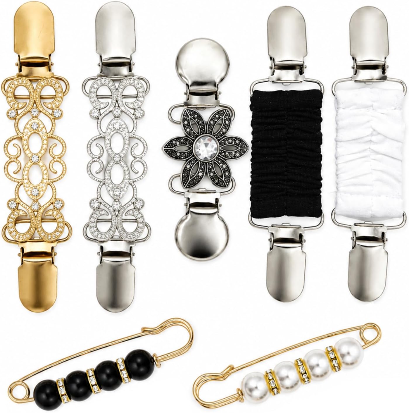 7 Pcs Clothing Cinch Clips for Women, Dress Clips Back Cinch Set, Shirt Tightener Clip, Waist Cincher for Dresses, Retro Sweater Clasps, Cardigan Shawl Scarf Pants Holder