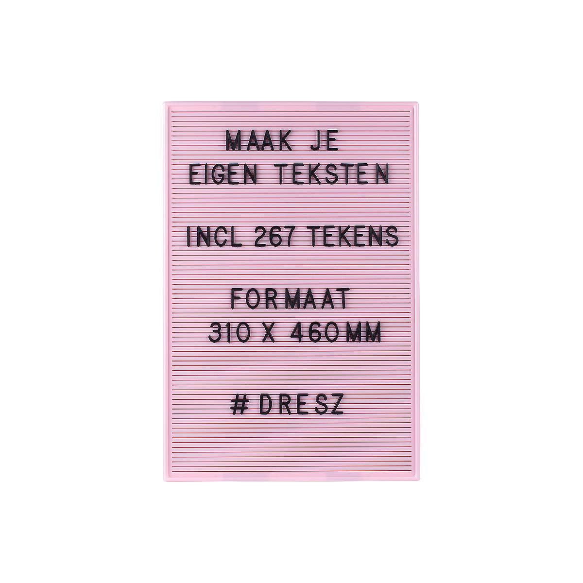 Dresz Trendy Pink Letter Board with Mounting Hooks, 12.2 x 18.1 x 0.5 inch, 267 Black Letters Numbers & Symbols, Retro Design