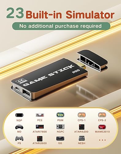 Miniatura 2 de Palo de juego retro Plug-and-Play para TV con HDMI 4K, más de 20,000 juegos clásicos y controladores inalámbricos duales (64 GB, negro)
