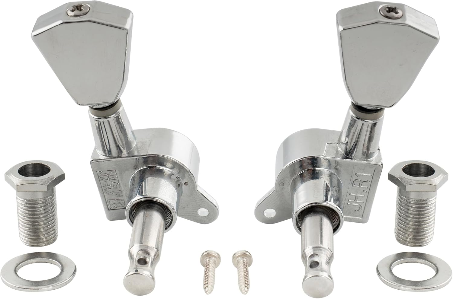 Musiclily Pro R15J 3R3L 15:1 Ratio Full Sealed Machine Heads Tuners Tuning Pegs Keys with Keystone Button for Acoustic Electric Guitar, Chrome