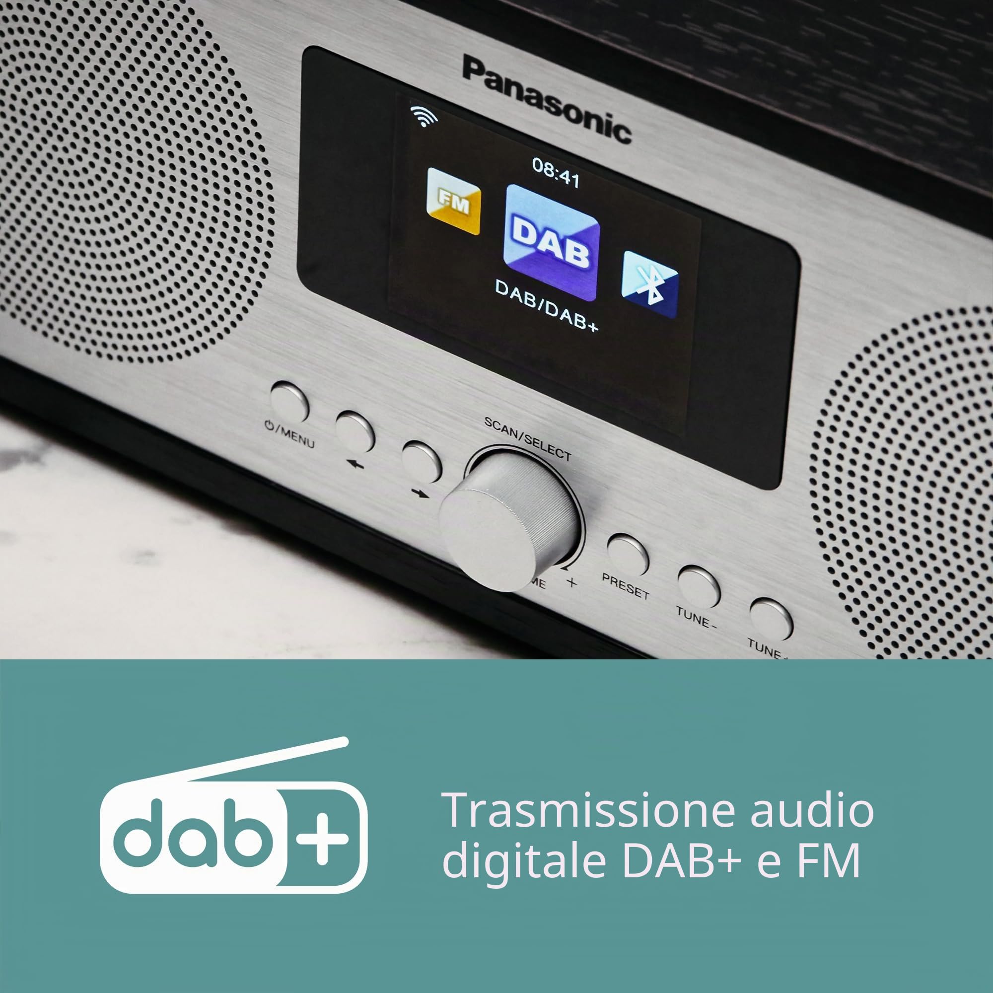Panasonic RF-D40EG-K Radio Internet e DAB+/FM con Bluetooth, 6W, Altoparlanti da 7,5 cm, LCD a Colori TFT da 2,4", Sveglia e Sleep Timer, Telecomando, USB, Wi-Fi, Nero