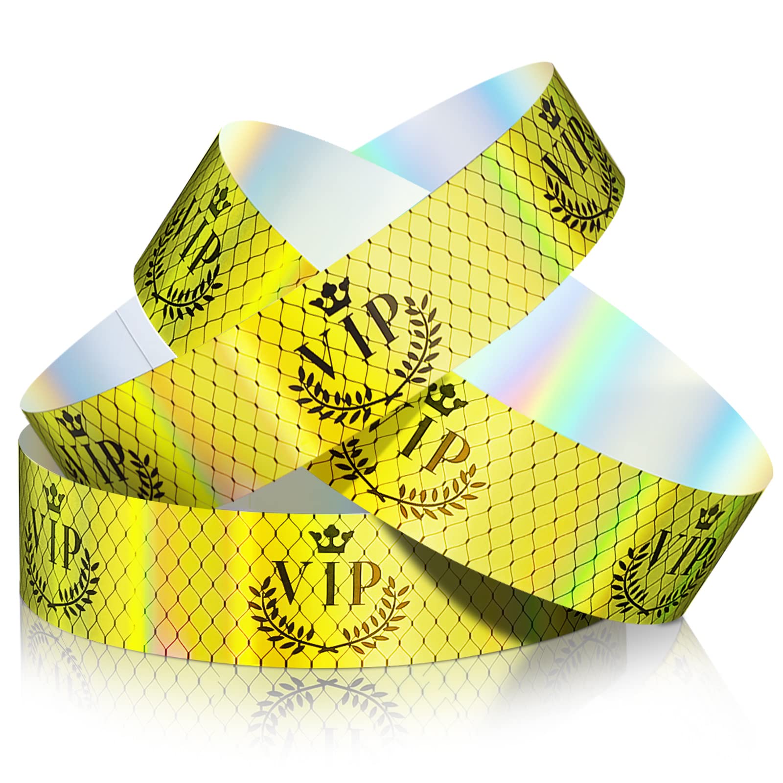 Jadive 500 Pieces Paper Wristbands VIP Plastic Waterproof Party Identification Wristbands Party Bracelets for Events Amusement Parks, Club, Concerts, Fairs, Festivals and Events(Neon Gold)