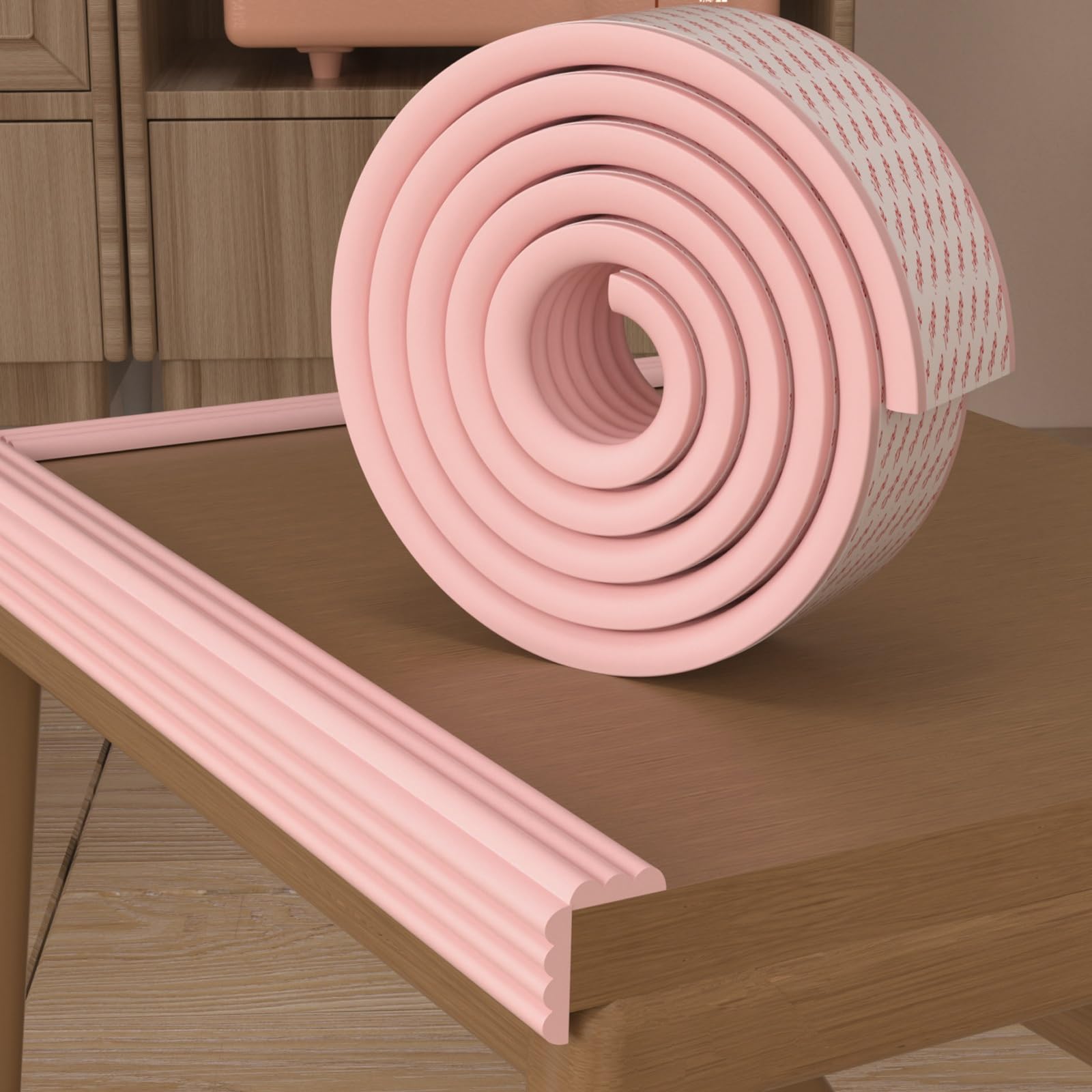 Protections de bords et d'angle en mousse souple de 2 m - Protections de sécurité bébé pour tables, bureaux, lits, armoires - Installation facile - Sécurité enfant (rose, 6 m)