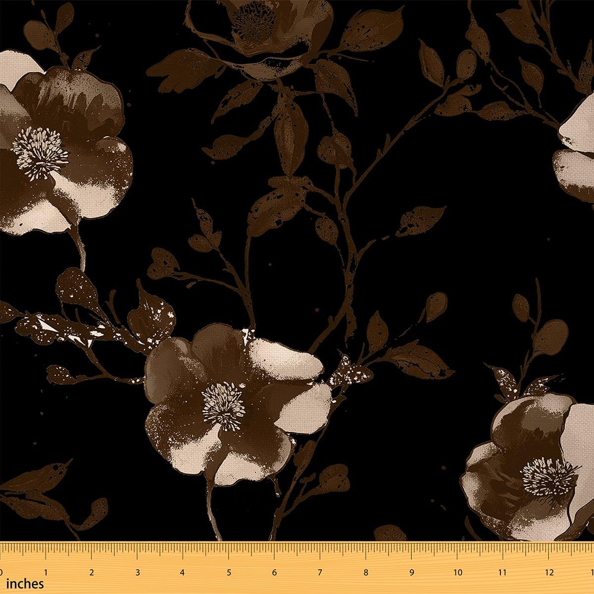 Tela Groovy Flower by The Yard Retro Floral Boho Tapicería Tela para sillas, flores hippie de los años 70, para proyectos de costura, manualidades, flores psicodélicas, 276 x 150 cm, marrón y