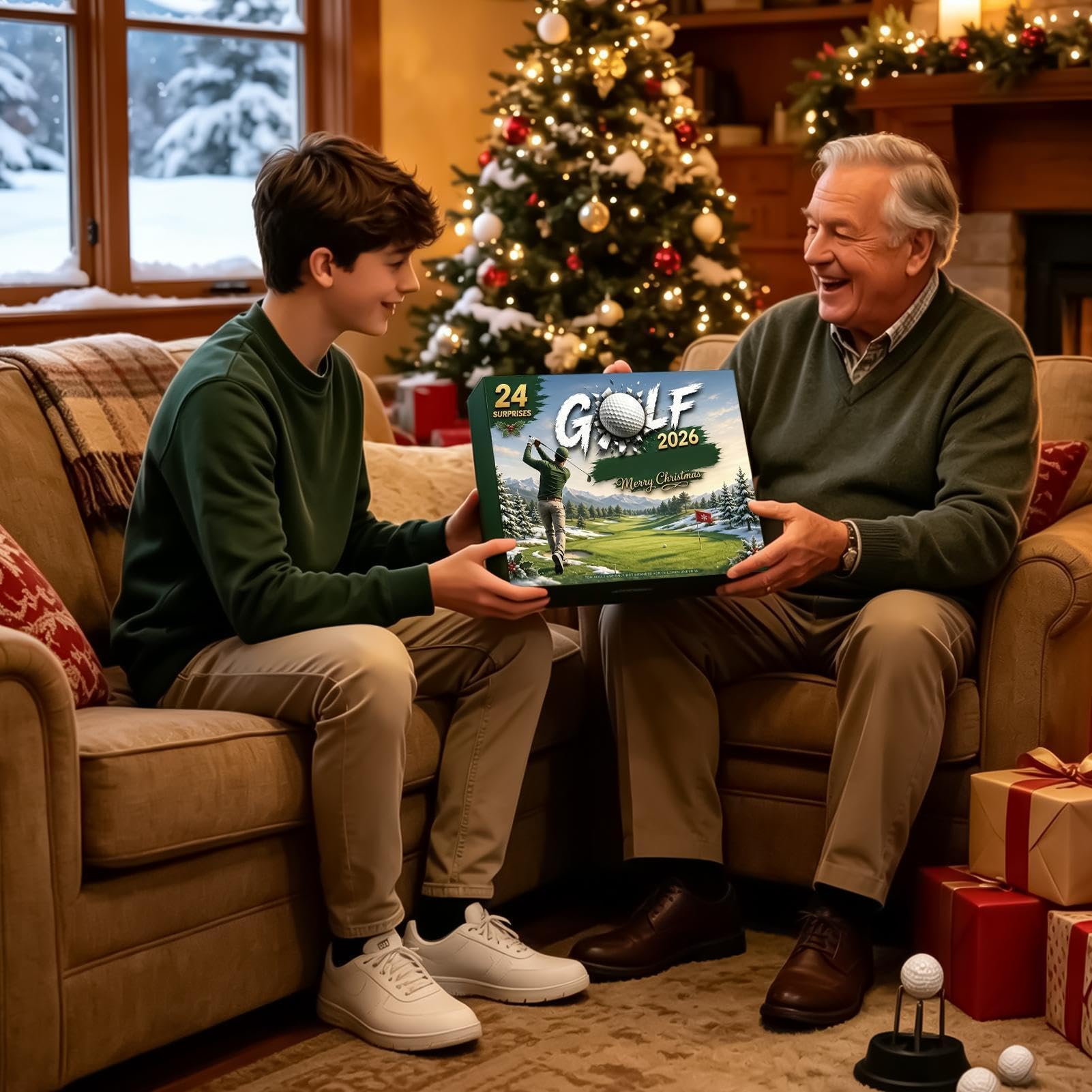 Countdown di Natale Golf Calendario di Natale 2026 Riutilizzabile da 24