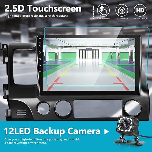 Miniatura 5 de Para Honda Civic 2006-2011 Android Car Stereo 10.1" HD Capactive Touchscreen Car Audio Support WiFi Mirror Link GPS Navegación Radio Backup Cámara