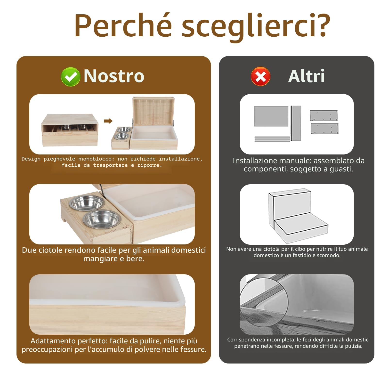 Grande ruf multifunzione con wc, sciroppo di fieno, legno di coniglio, ciotola e mangiatoia, adatto per conigli, porcellini d'India, criceti, piccoli animali (4 in 1)