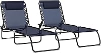 Vista 27 de Outsunny Juego de 2 tumbonas plegables, sillas de bronceado para patio, tumbona para exteriores con respaldo reclinable de 4 posiciones, asiento