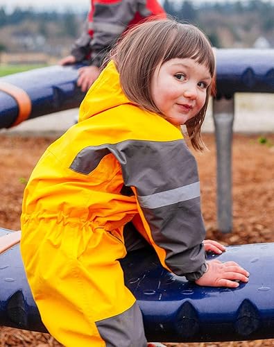 Miniatura 23 de OAKI Traje de lluvia y sendero, el mejor traje de lluvia para niños y niñas - Overol de lluvia perfecto para niños y niñas naranja