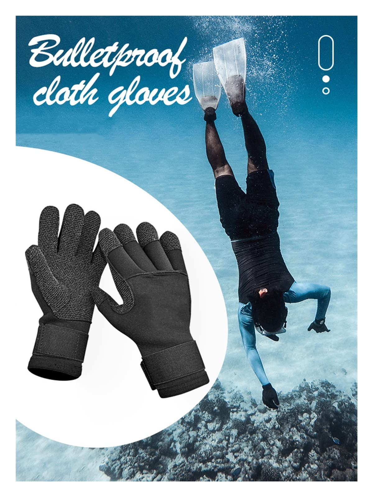 guantes de buceo Guantes De Buceo De 5MM For Caza Submarina Equipo Antideslizante Resistente Al Desgaste Guantes Negros Ajustables Resistentes A Las Puñaladas Para hacer snorkel, nadar y bucear.(Size: