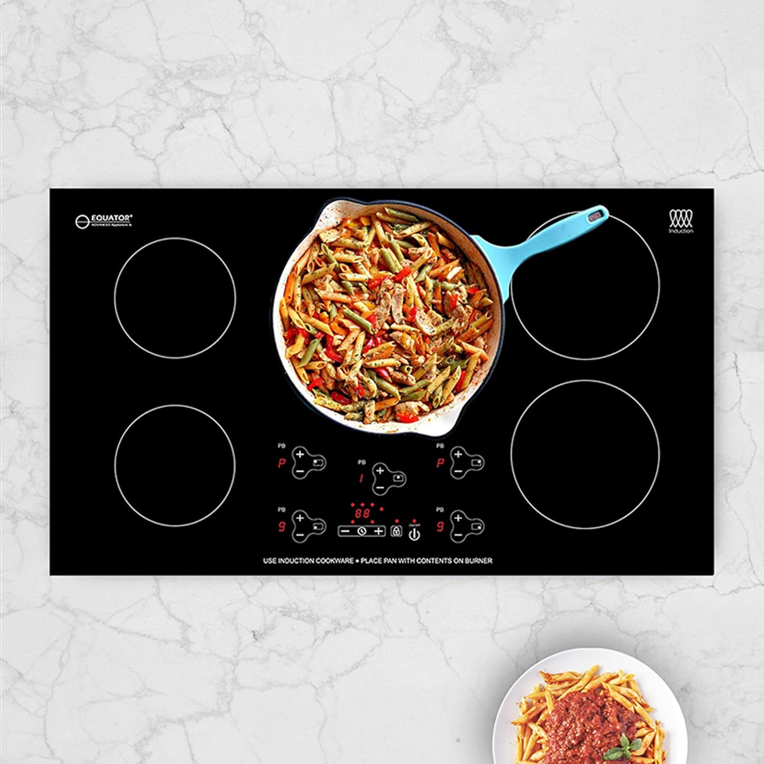 36" Black Ceramic 5-Burner Induction Cooktop with Touch Control