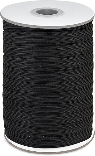 Coopay Cordón elástico de 100 yardas de largo, 12 pulgada de ancho, cuerda elástica, cuerda elástica, carrete de punto para coser (negro, 12 pulgada)