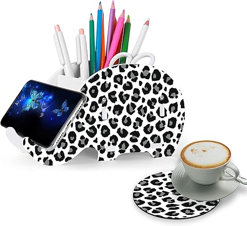 Portalápices de elefante con soporte para teléfono y posavasos, organizadores extraíbles multifunción con soporte para teléfono, accesorios de
