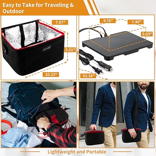 Miniatura 4 de Calentador de alimentos portátil para automóvil, 12 V, 24 V, 110 V, 3 en 1, mini microondas, eléctrica, para recalentar y cocinar comidas en