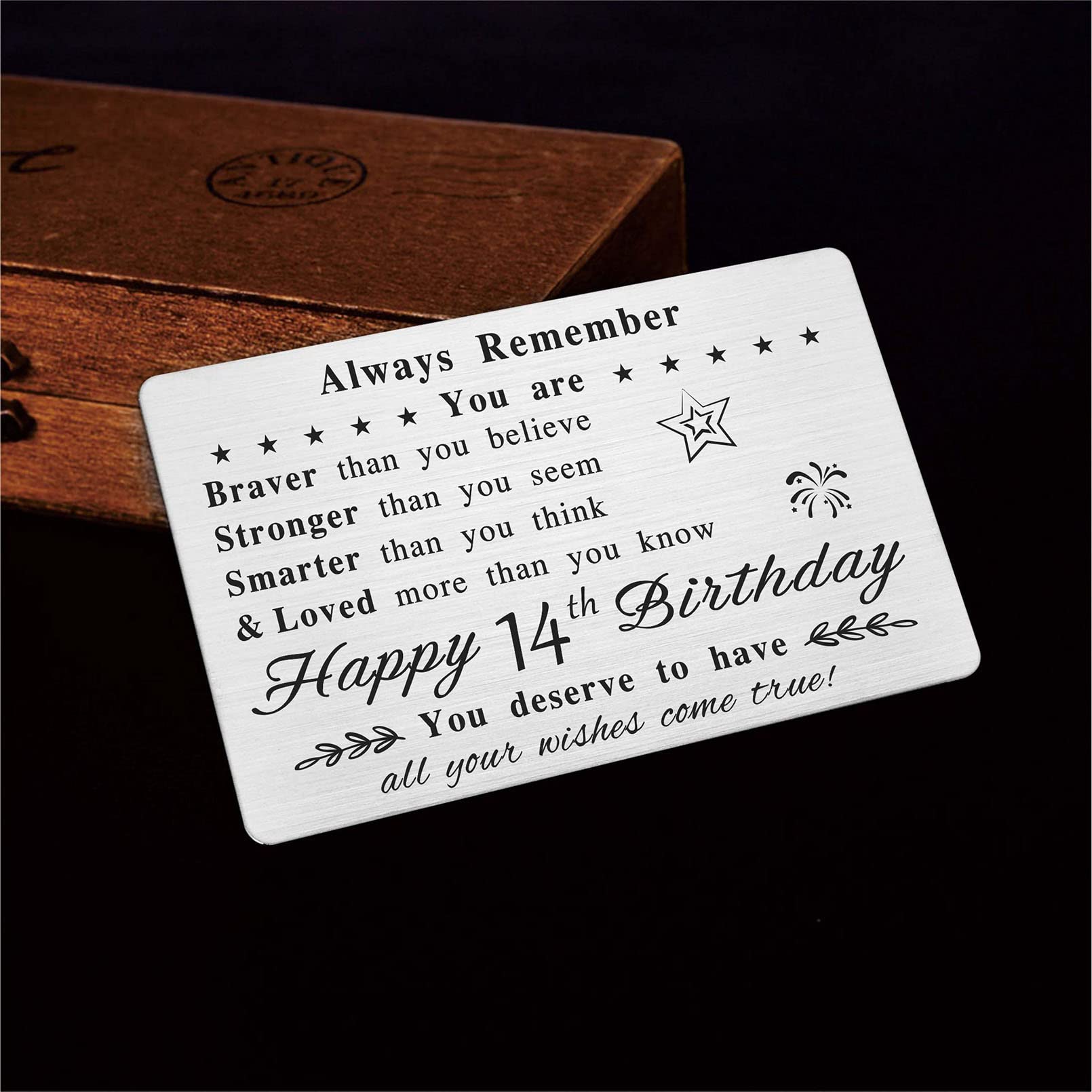 FALOGI Biglietto di auguri per il 14° compleanno, con scritta You Are Loved More Than You Know – 14 anni di compleanno per ragazza, personalizzabile con incisione