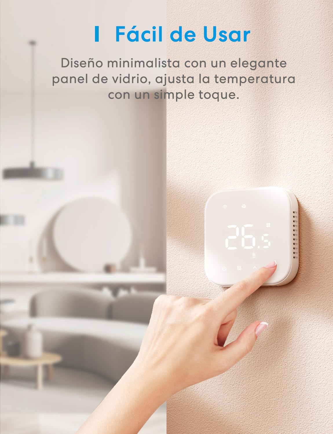 Meross Termostato Calefaccion WiFi Matter, Termostato WiFi Caldera Gas Condensación, Compatible con Alexa, Google Assistant y Siri, Sensor Externo, Detección Ventana Abierta, Bajo Consumo Programable
