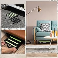 Vista 5 de Homeon Wheels Taburete para caravana, plataforma de aluminio plegable de altura ajustable, pies de goma antideslizantes, rayas reflectantes, mango