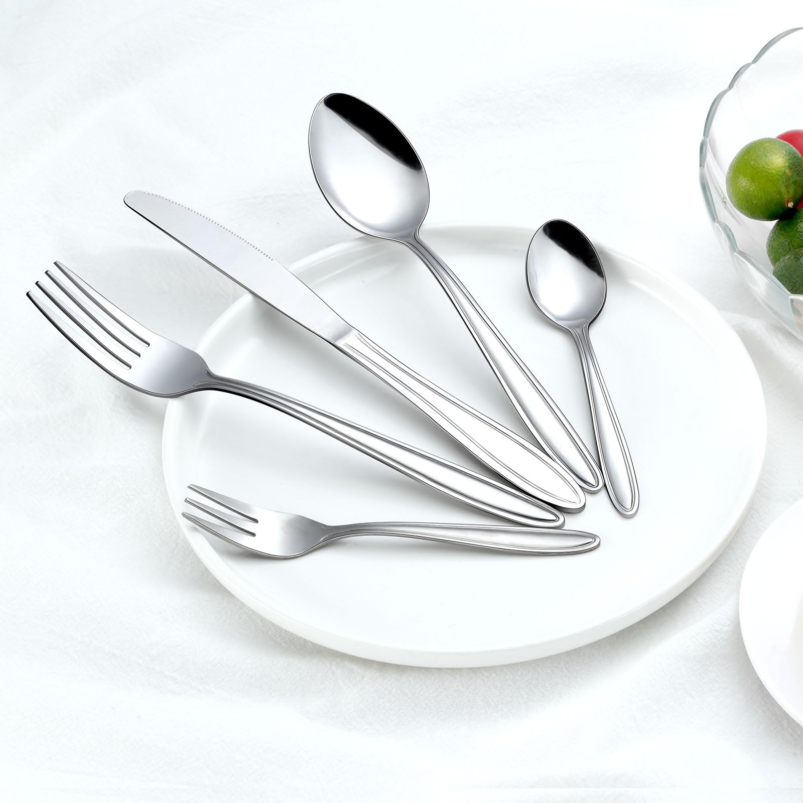 Cuberterias completas 12 personas, Cubiertos Acero Inoxidable de 72 Piezas con Cuchillo para Carne, Cubiertos Elegante y Moderna, Apta para Lavavajillas