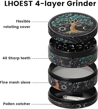 Metal Grinder 63MM Crusher 40 Grinding Teeth Cool Grinder 4 Layers