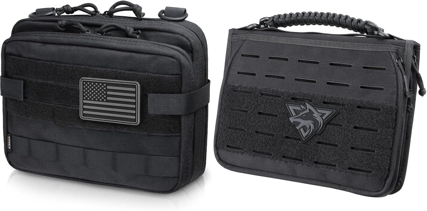 WYNEX Tactical Large Admin Pouch of Double Layer Design, Molle EDC EMT Utility Pouch, WYNEX Tactical Molle Admin Pouch, 11” Tablet Sleeve Carrying Bag, Molle Utility Tool Pouch, Electronic Organizer