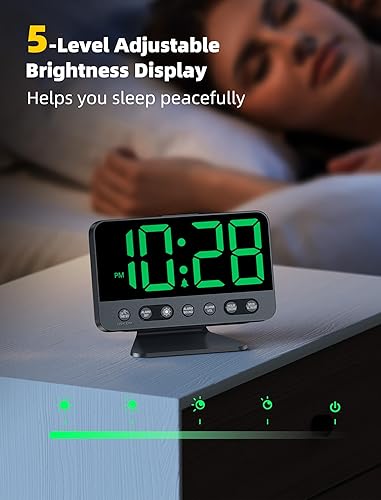 Miniatura 4 de Despertadores digitales para dormitorios regulador de brillo grande y audaz número 5 - fácil de leer en toda la habitación - 5 sonidos de alarma 8