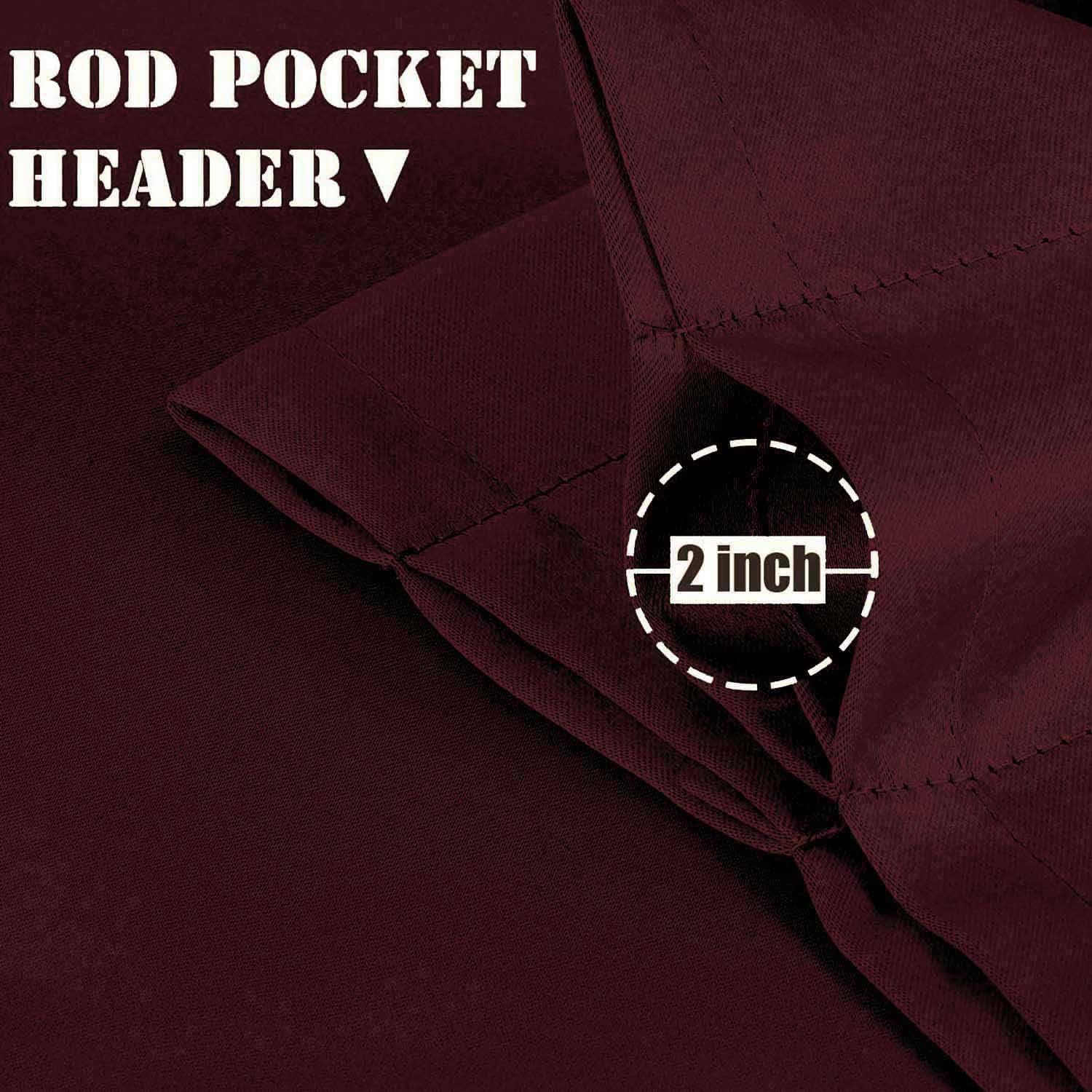 Burgundy Window Toppers - 104 Inch Wide Valance for Living Room, Bedroom, Kitchen, Half & Small Windows, 1 Piece