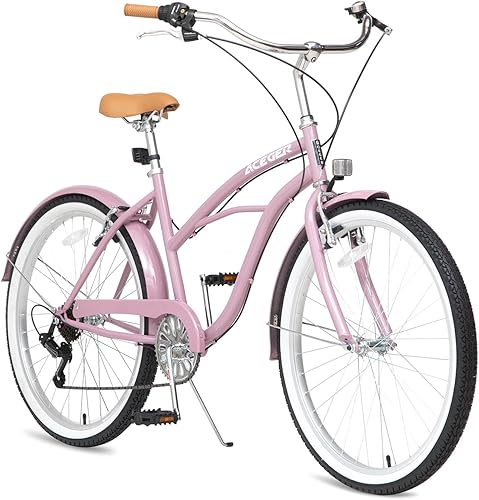 ACEGER Bicicleta de playa de 26 pulgadas para mujer, velocidad única y 7 velocidades, varios colores