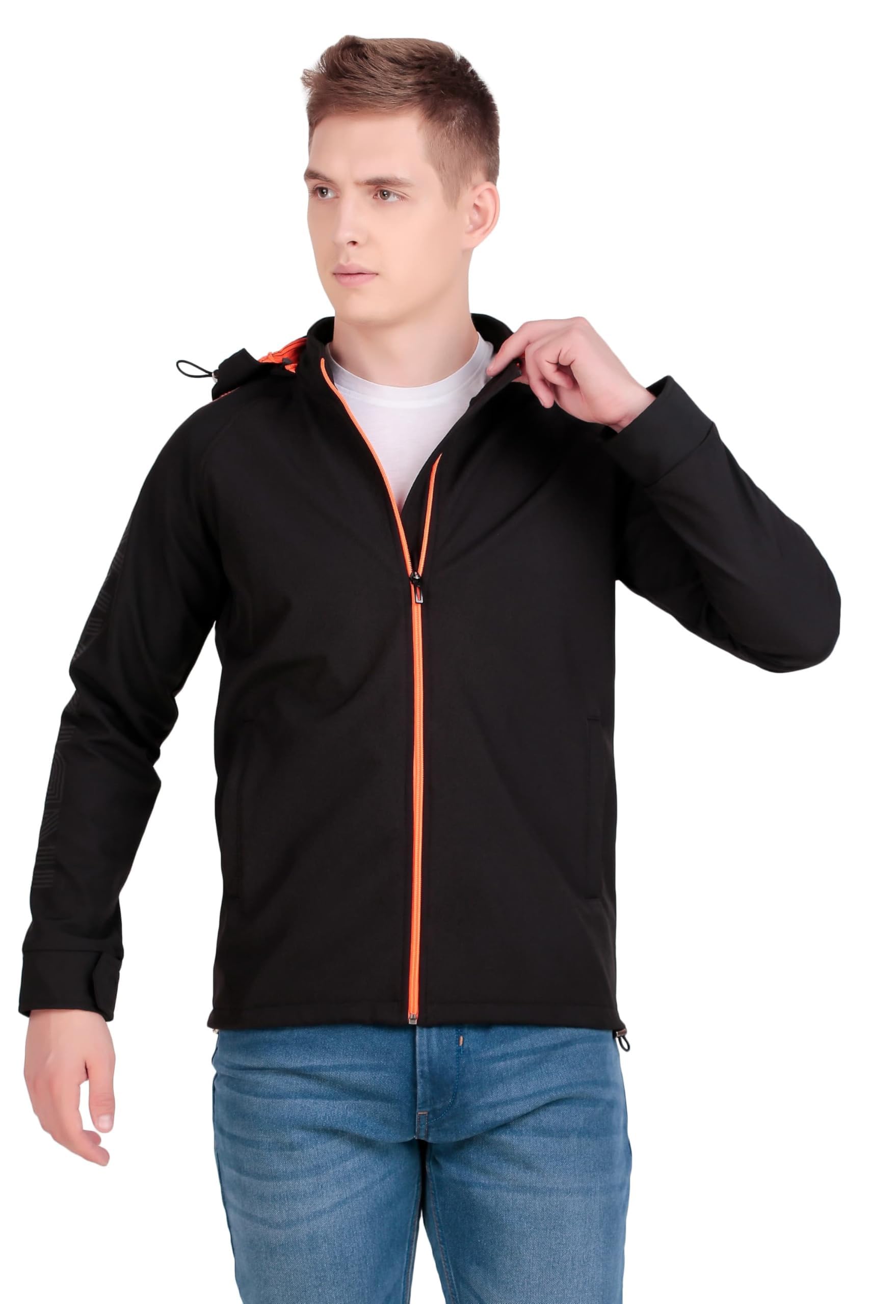 INDIARMOUR Black Jacket For Men | Detachable Hoodie Jacket | Full Sleeve Casual Waterproof Winter Wear Jackets For Men
