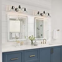 Vista 7 de Luz de Tocador de 3 Luces Azul y Negra Accesorio de Iluminación de Baño