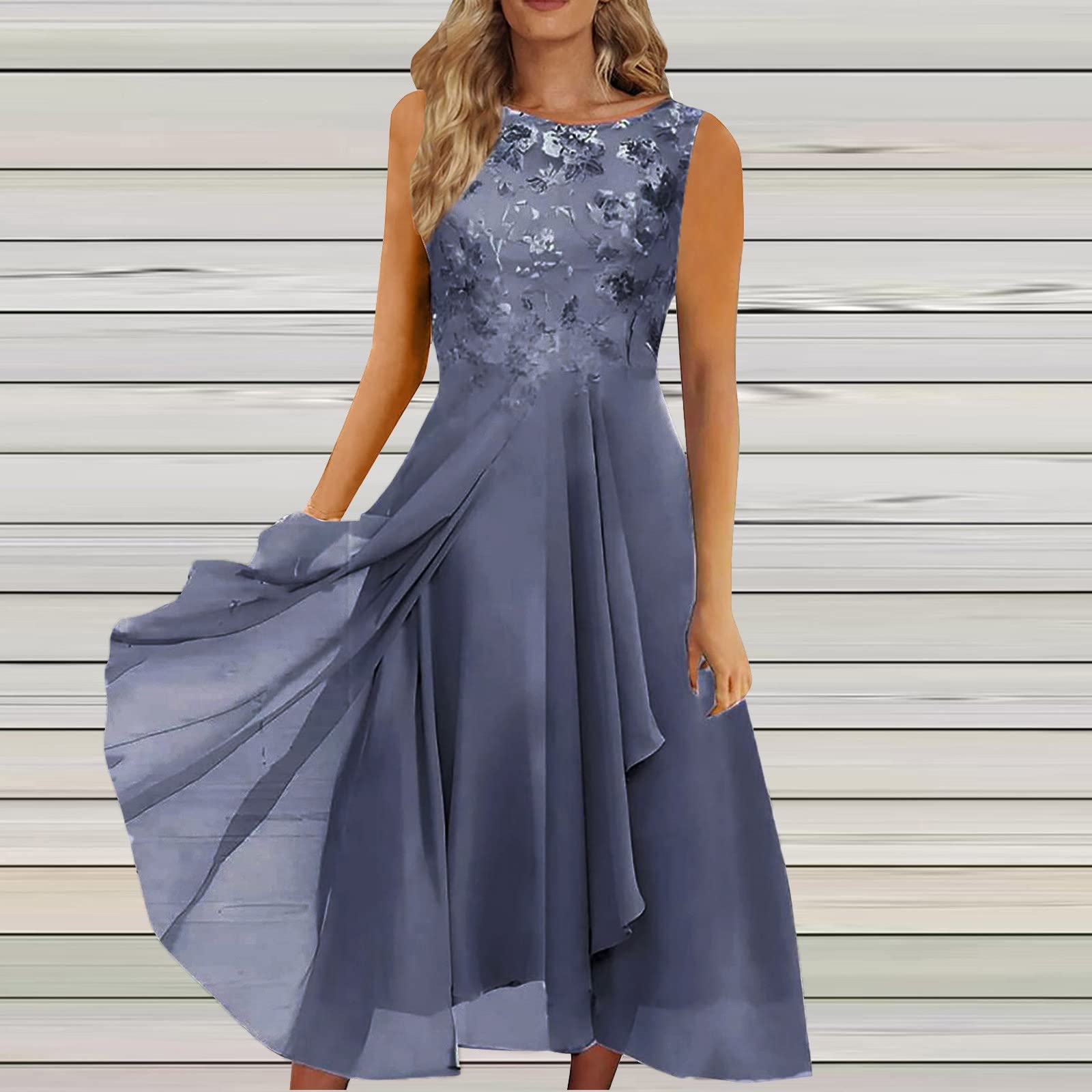 Ansenesna Abendkleider Elegant Für Hochzeit Abendkleid Damen Asymmetrisch Spitze Chiffon Kleider V Ausschnitt Festliche Kleider Frauen Wadenlang Midi Brautjungfernkleid Kurzarm Partykleid