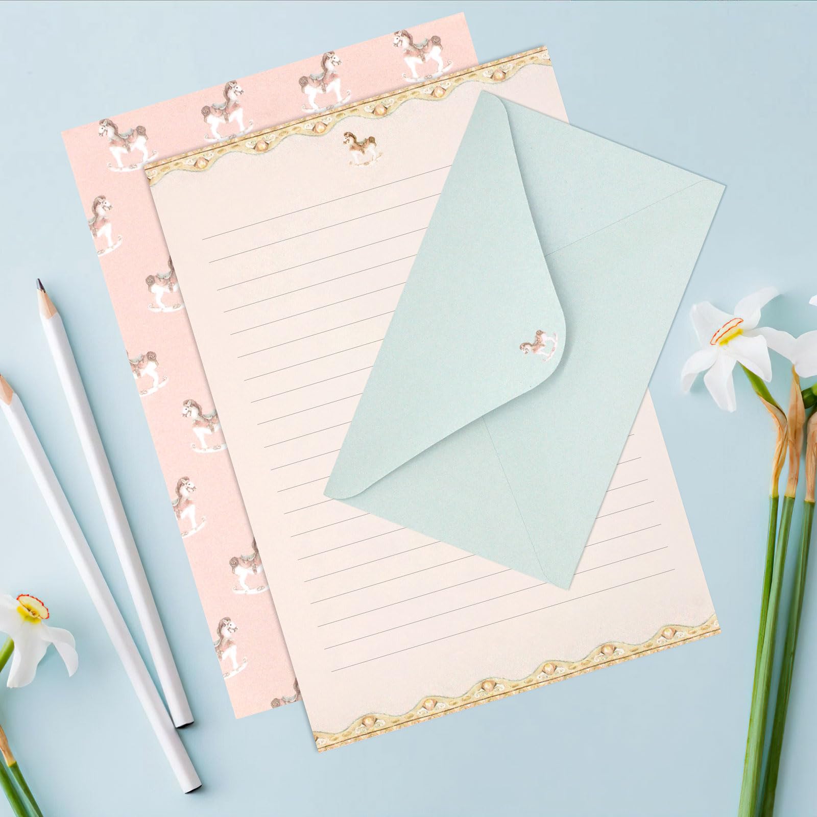 KSIWRE 54 PCS Stationery Set with Envelopes,36 Writing Paper+18 Envelopes,Cute Lined Stationery Paper for Writing Letters Invitations Poem Office School Supplies - Image 5