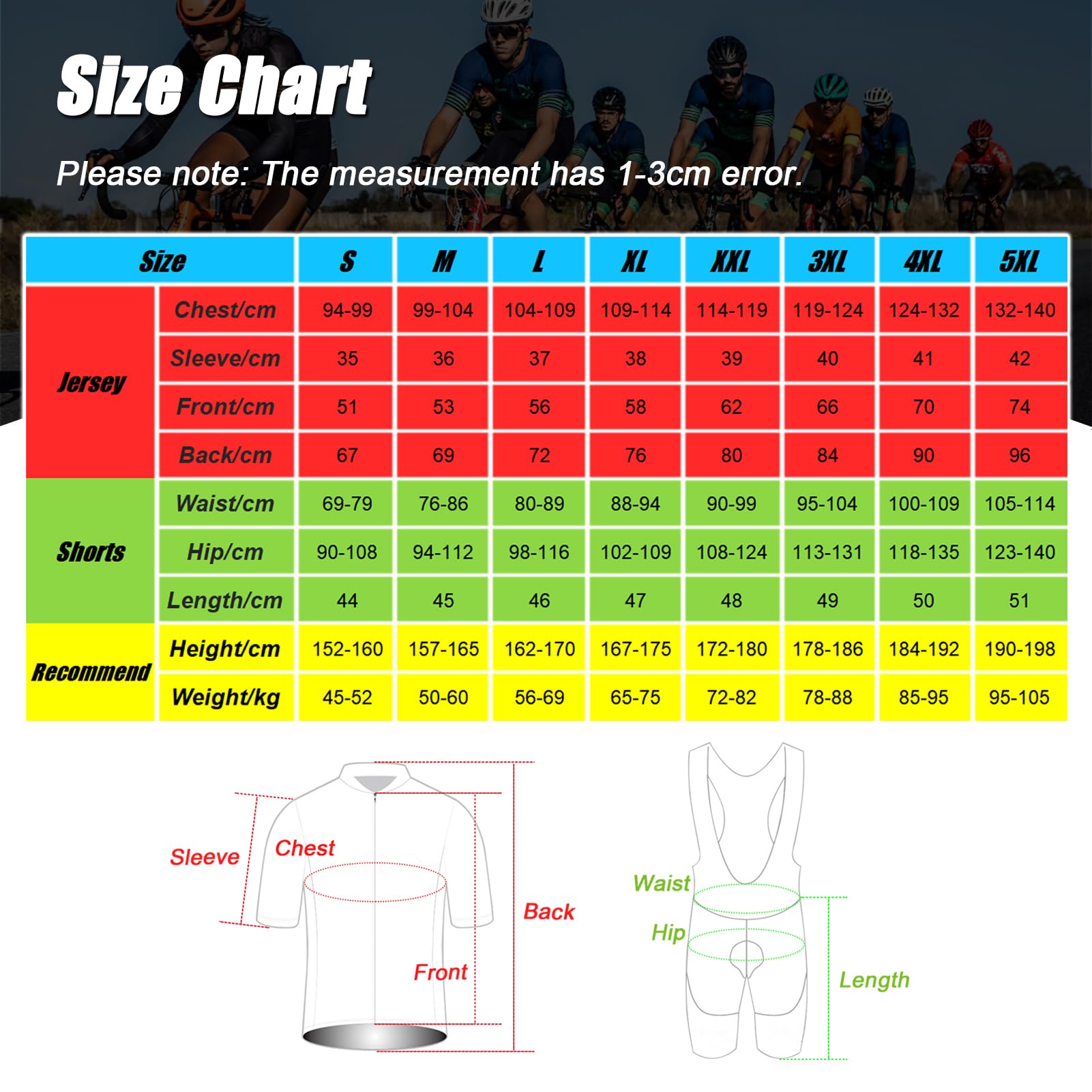 Vêtements Cyclisme Homme Tenue Cycliste Été,Maillot de Velo VTT Manche Courte MTB Jerseys et Cuissard à Bretelle avec 19D Coussin Gel,Ensemble Combinaisons de Cycling Respirant Séchage Rapide(D5,XL)