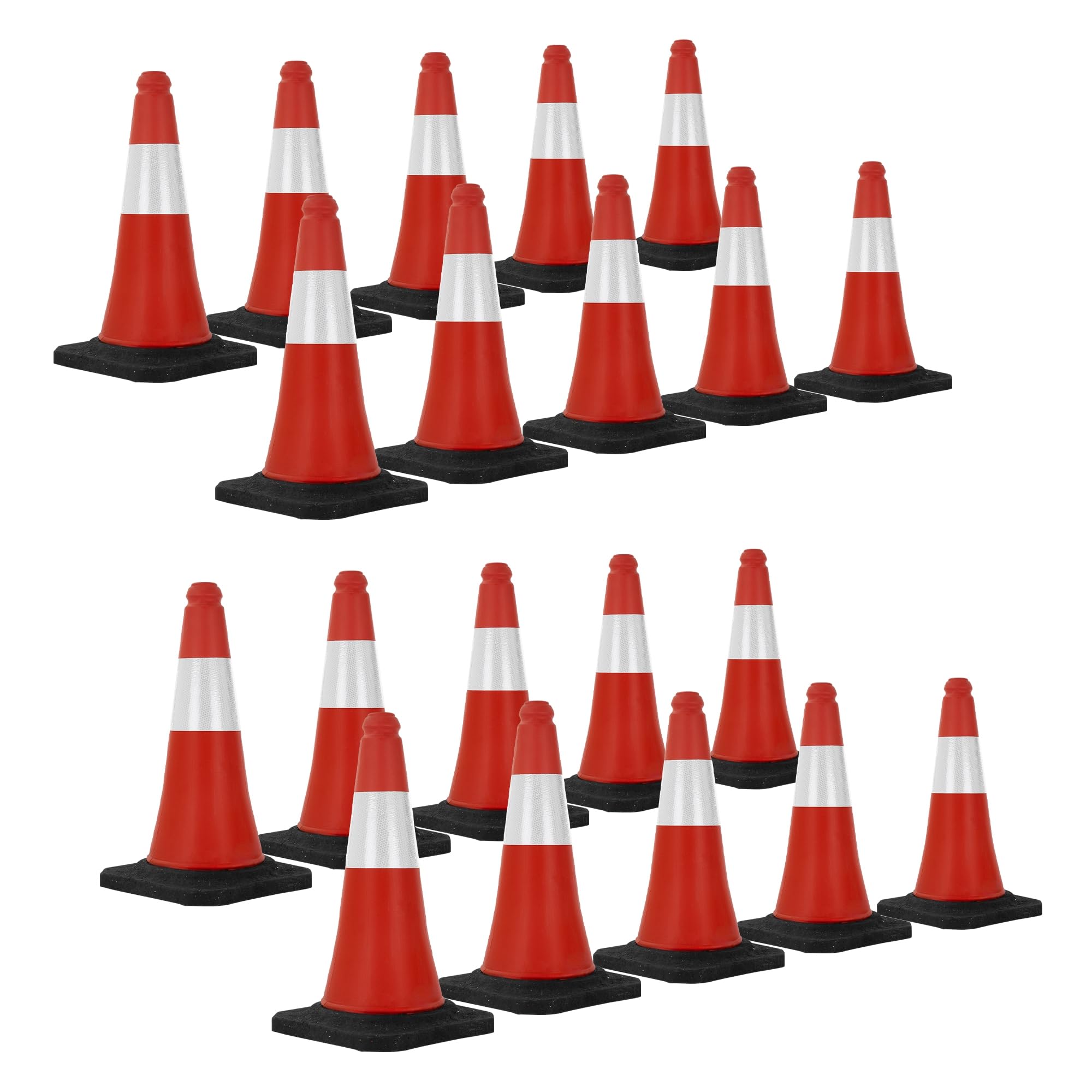 ECD Germany Set 20x Coni Stradali Segnaletici per Il Traffico da 51 cm Rosso e Bianco Coni con Strisce Bianche Riflettenti Piloni con Base Pesante di Avvertimento Cono di Marcatura di Segnalazione