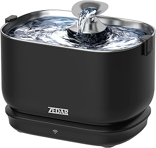 Zedar WF600 Edelstahl Drahtloser Trinkbrunnen mit APP für Katze oder Hund - Inklusive 3 Filtern - Katzenbrunnen - Flüsterleise - Wasserbrunnen Katzen und Hunde