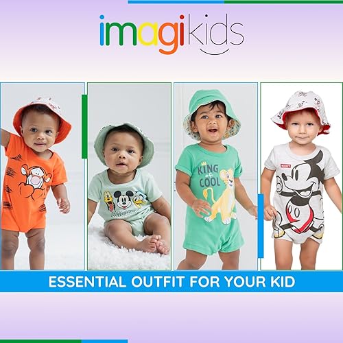 Miniatura 3 de Disney Conjunto de mameluco para bebé y sombrero reversible para el sol, tallas para recién nacidos a bebés (recién nacido - 24 meses)