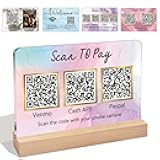Custom Business QR Code Sign Scan to Pay QR Display Personalized Instagram Facebook Twitter Tiktok QR Signs Wifi Sign Beauty Pet Store Salon Payment Plaque, Acrylic Table Holder, Horizontal