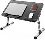 SAIJI Laptop Bed Tray Table, Adjustable Home Office Standing Desk Portable Lightweight Foldable Lap Desk for Sofa Couch Floor Working Studying Reading Writing Eating,Fit Up to 17" Laptop(Large,Black)