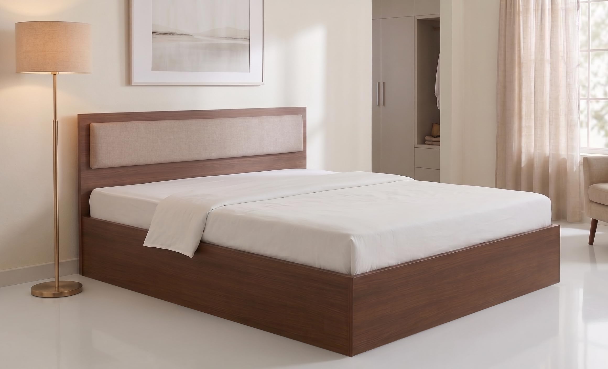 Alpine Willow Premium Wooden Queen Size Bed with Storage Box (DIY Installation) Double Bed with Upholstered Headboard | Modern Wooden Box Bed | Double Cot for Bedroom Furniture (78 x 60 inches)-image-28