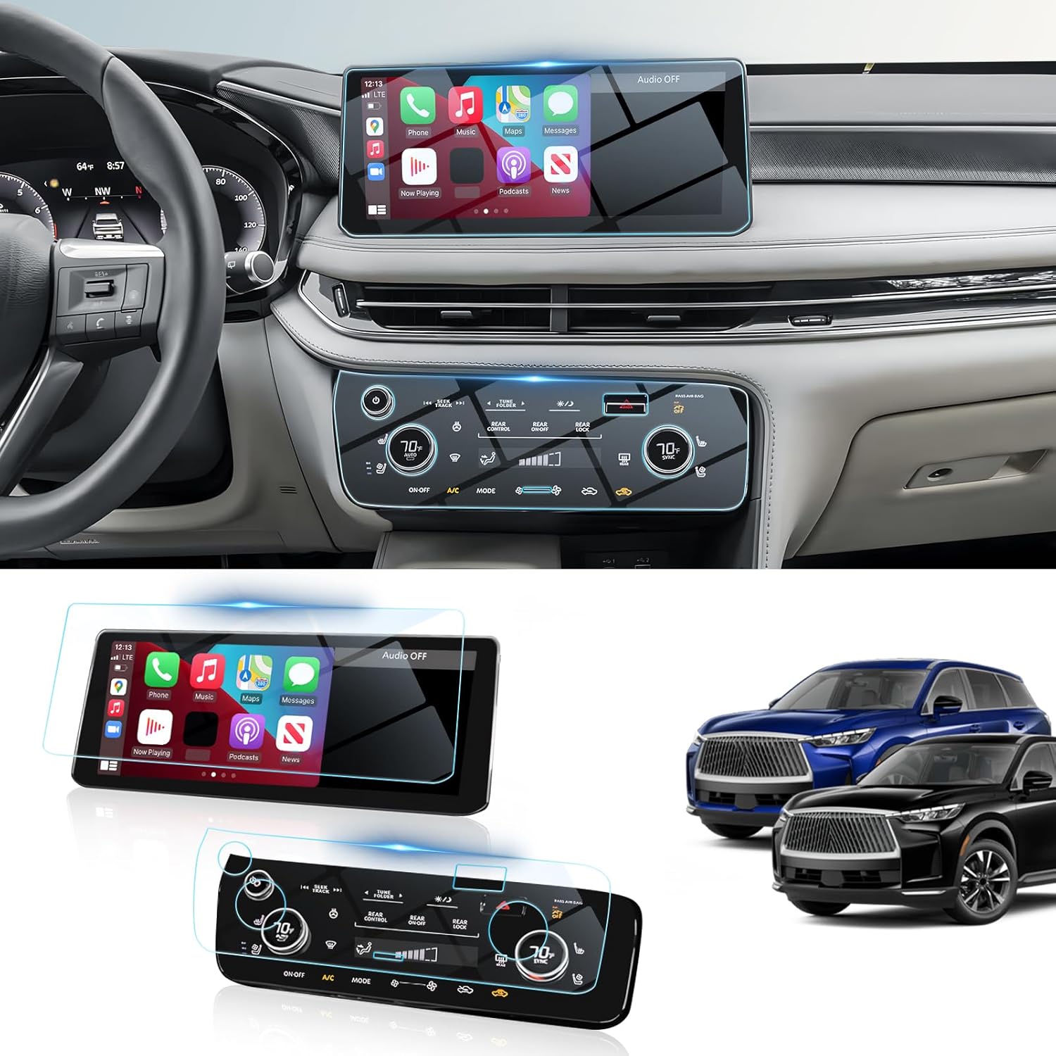 BIBIBO for 2025 2026 Infiniti QX60 Screen Protector 2022-2026 Infiniti QX60 (Pure/Luxe/Sensory/Autograph) Touchscreen 12.3" Touchscreen &AC Screen Cover 2026 QX60 Accessories